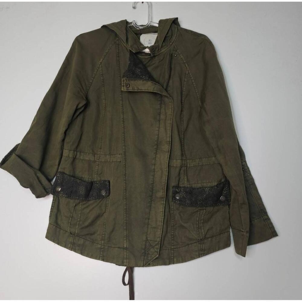 Anthropologie Hei Hei Camouflaged Lace Anorak Jacket Green 
Size Midium - Picture 2 of 13
